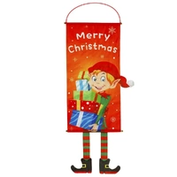 Christmas Hanging Banner Flag Door Window Décor Santa Reindeer Snowman Ornaments, Elf