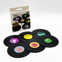 6x Creative Vinyl Record Cup Coasters Glass Drink Tableware Home Decor, A