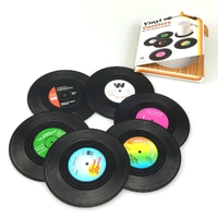6x Creative Vinyl Record Cup Coasters Glass Drink Tableware Home Decor, C