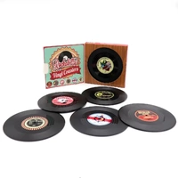 6x Creative Vinyl Record Cup Coasters Glass Drink Tableware Home Decor, Rockabilly