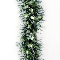 5x 2.5m Christmas Tinsel Xmas Garland Sparkly Snowflake Party Natural Home Décor, Bows (Black Light Green)