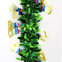 5x 2.5m Christmas Tinsel Xmas Garland Sparkly Snowflake Party Natural Home Décor, Bells (Green)