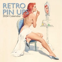 Retro Pin Ups - 2024 Square Wall Calendar 16 Months Arts Planner New Year Gift