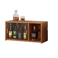 Bamboo Dustproof Cup Storage Cabinet with Sliding Acrylic Door
