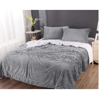 stripe flannel sherpa blanket queen silver
