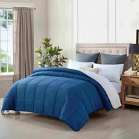 king size reversible plush soft sherpa comforter quilt navy blue