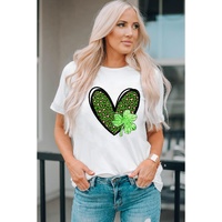 Azura Exchange Leopard Heart Shaped Print Crewneck Graphic Tee - M