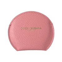 Dolce & Gabbana Women's Pink Calfskin Leather Round Mirror Holder - One Size