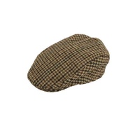 DENTS Abraham Moon Tweed Flat Cap Wool Ivy Hat Driving Cabbie Quilted 1-3038 - Brown - X-Large