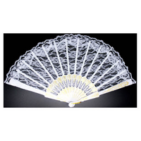 LACE FAN Hand Folding Wedding Party Bridal Spanish Costume Accessory - White