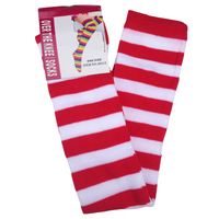 OVER THE KNEE SOCKS Plain Striped High Thigh Ladies Long Womens Stripey Stocking - Red/White