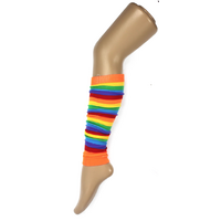 RAINBOW LEG WARMERS Party Costume Fine Stretch Ladies Girls Fancy Dress - Rainbow