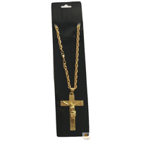 Jesus Christ Metal Necklace Chain Pendant Chain Jewellery Crucifix - Gold