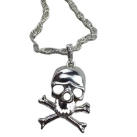SKULL NECKLACE Pendant Silver Chain Punk Vintage Fashion Gothic Jewelry Retro