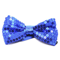 GLITTER SEQUIN BOW TIE Costume Fancy Dress Dance Fancy Shiny Party Bowtie - Blue