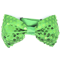 GLITTER SEQUIN BOW TIE Costume Fancy Dress Dance Fancy Shiny Party Bowtie - Green