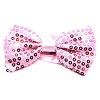GLITTER SEQUIN BOW TIE Costume Fancy Dress Dance Fancy Shiny Party Bowtie - Light Pink