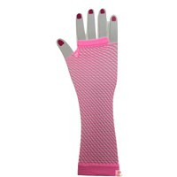 FISHNET GLOVES Fingerless Elbow Length 70s 80s Womens Costume Party Dance - Light Pink - One Size