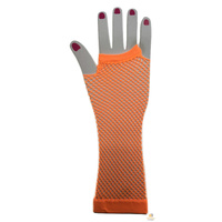FISHNET GLOVES Fingerless Elbow Length 70s 80s Womens Costume Party Dance - Orange - One Size