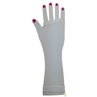 FISHNET GLOVES Fingerless Elbow Length 70s 80s Womens Costume Party Dance - White - One Size