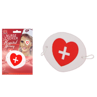 NURSE EYEPATCH Fancy Dress Hospital Heart Costume Ladies Doctor Party