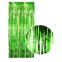 Tinsel Curtain Foil Metallic Fringe Backdrop Party Door Decorations (200cm x 100cm) - Green