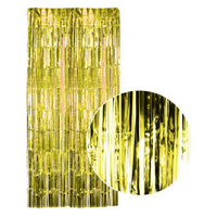 Tinsel Curtain Foil Metallic Fringe Backdrop Party Door Decorations (200cm x 100cm) - Yellow/Gold