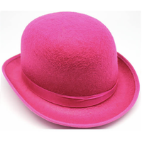 BOWLER HAT Party Costume Derby Fancy Dress Dance Halloween Vintage Cap - Hot Pink