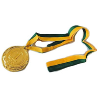 METAL WINNER GOLD MEDAL 1st Party Favours Sports Day 40cm Ribbon - Green/Gold