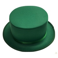 SATIN TOP HAT Costume Party Cap Fancy Dress Trilby Fedora One Size - Green