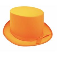 SATIN TOP HAT Costume Party Cap Fancy Dress Trilby Fedora One Size - Orange