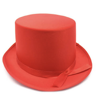 SATIN TOP HAT Costume Party Cap Fancy Dress Trilby Fedora One Size - Red