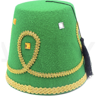 DELUXE TURKISH HAT Red Green Fez Tarboosh Dress Up Costume Party Moroccan - Green