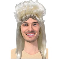 Mullet Wig 80s Fancy Dress Mens Party Costume Rock Bogan Punk 70s 90s - Blonde