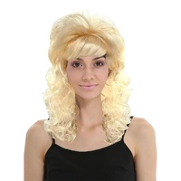 RETRO WIG Curly Long Hair Disco Punk Rock Party Costume 60s 70s 22425 - Blonde