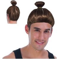 Hipster Trendy Hairstyle Adult Man Bun Wig Costume Hair - Brown
