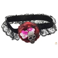 Skull & Rose Leg Garter Skeleton Halloween Costume Party Lace Accessory