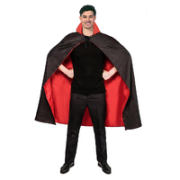Halloween Mens Fancy Cape Red Black Long Cloak Coat Witch Ghost Vampire Costume