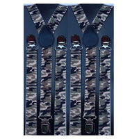 2x Mens Suspenders Braces Adjustable Strong Clip On Elastic Formal Wedding Slim - Army Camouflage 2