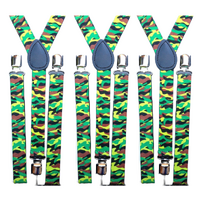 3x Mens Suspenders Braces Adjustable Strong Clip On Elastic Formal Wedding Slim - Army Camouflage