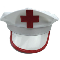 NURSE HAT Doctor Fancy Halloween Party Costume Accessory Cap - White/Red