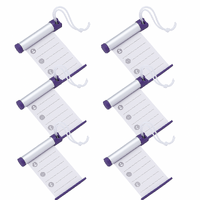 6x Funky Luggage Cylinder Tag Rollout Label for Address Details - Silver/Blue