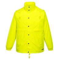 HUSKI STRATUS RAIN JACKET Waterproof Workwear Concealed Hood Windproof Packable - Yellow Fluro - 3XL