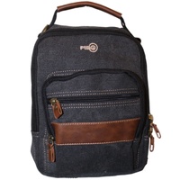 FIB Canvas Sling Bag Shoulder Strap Messenger Travel Pack w Tablet Pocket - Black