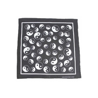 BANDANA Paisley 100% COTTON Head Wrap Durag Bandanna Summer Biker Scarf Mask - Yin Yang (Black/White)