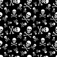 BANDANA Paisley 100% COTTON Head Wrap Durag Bandanna Summer Biker Scarf Mask - Black with White Skulls