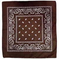 BANDANA Paisley 100% COTTON Head Wrap Durag Bandanna Summer Biker Scarf Mask - Brown