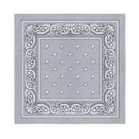 BANDANA Paisley 100% COTTON Head Wrap Durag Bandanna Summer Biker Scarf Mask - Grey
