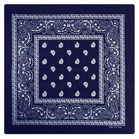 BANDANA Paisley 100% COTTON Head Wrap Durag Bandanna Summer Biker Scarf Mask - Navy Blue