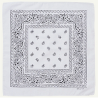 BANDANA Paisley 100% COTTON Head Wrap Durag Bandanna Summer Biker Scarf Mask - White